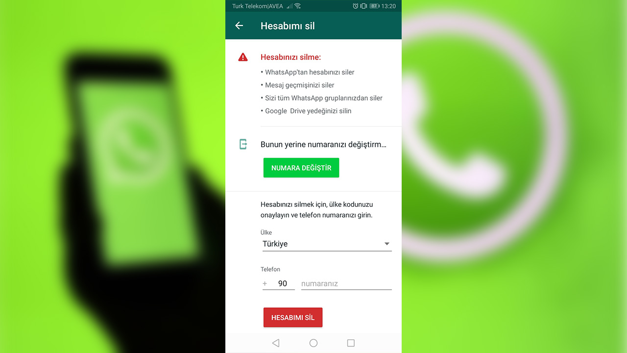 whatsapp hesabi silme nasil yapilir android ios 6