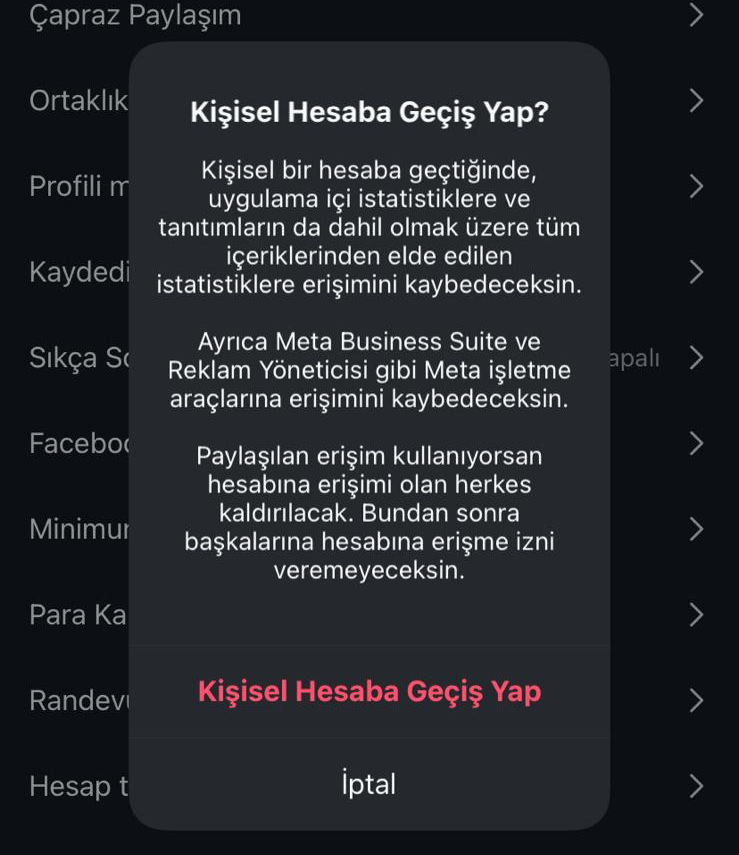 profesyonel hesap kullanmayi birakmak mi istiyorsunuz instagramda ferd hesaba nasil gecilir 5 AaPjODtR