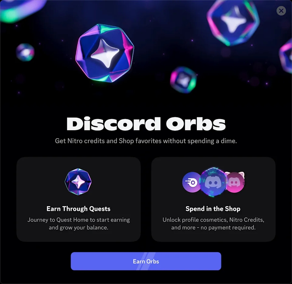 discordun sanal para unitesi orb artik herkes tarafindan kazanilabilecek reklam ve misyonlarla bir dizi sumtpPn3