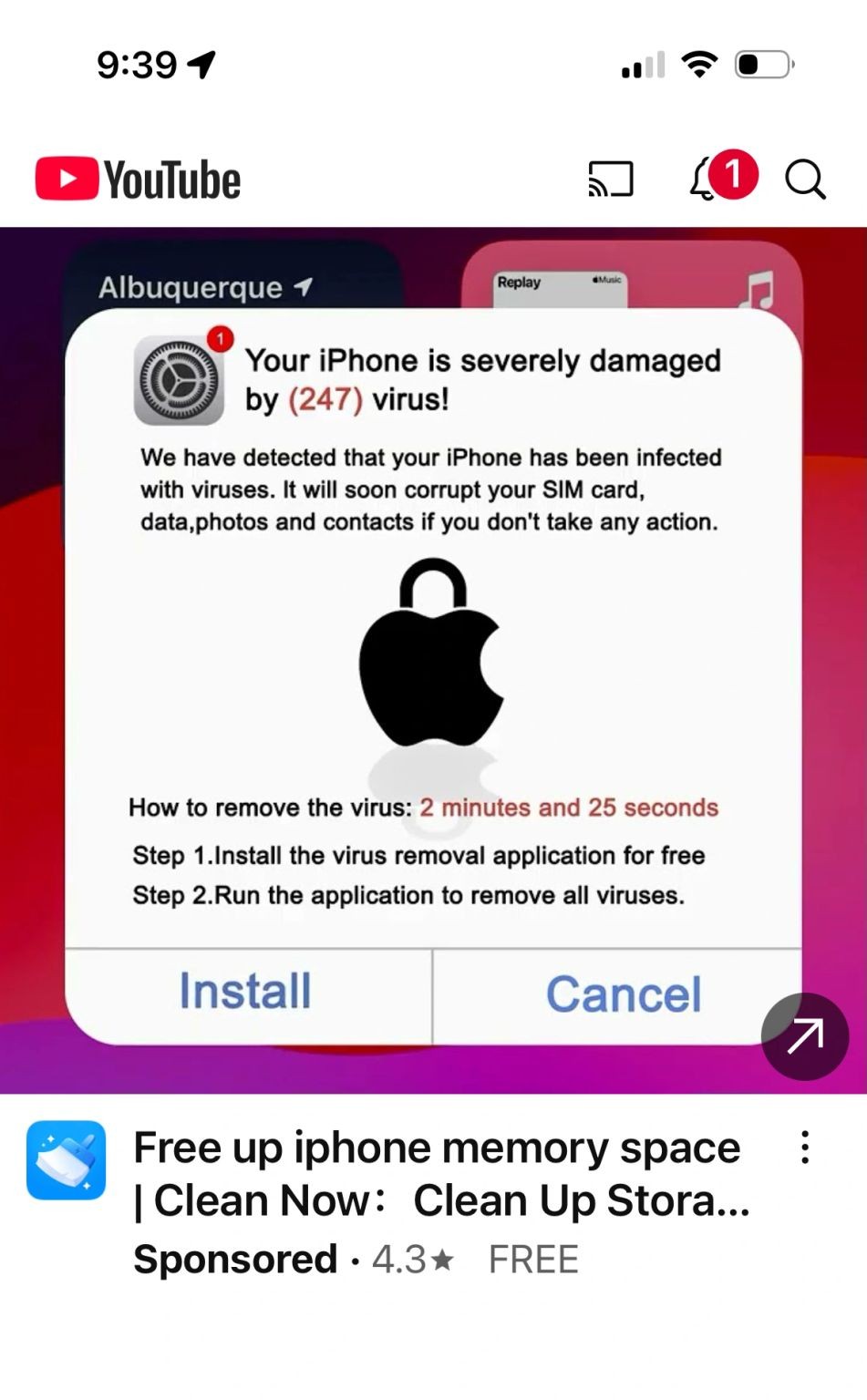 youtubeda skandal reklamlarda uydurma telefonunuza virus bulasti uyarisi gosteriliyor 0 qfSyj8dA