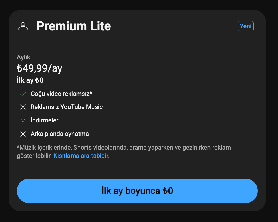youtubeun uygun fiyatli aboneligi premium lite turkiyede kullanima sunuldu iste fiyati ve ozellikleri 1 BhnDmfpw